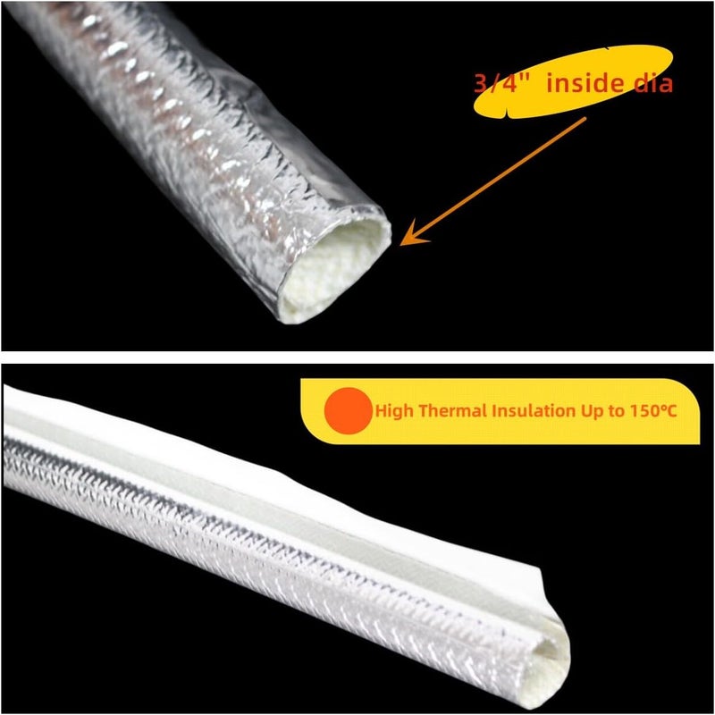BSTFLEX 19mm - 3/4" Self-wrap Aluminum Heat Shield Sleeve Thermal Reflective Side Entry High Temperature for Hoses, Wire Harnesses, Cables, Automotive, Exhaust 39" (1 Meter) - Image 4